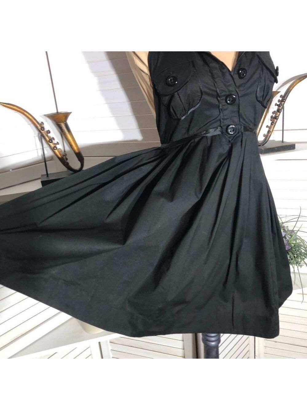 Bebe Halter Mini Dress Black Fit and Flare Medium - Picture 8 of 10